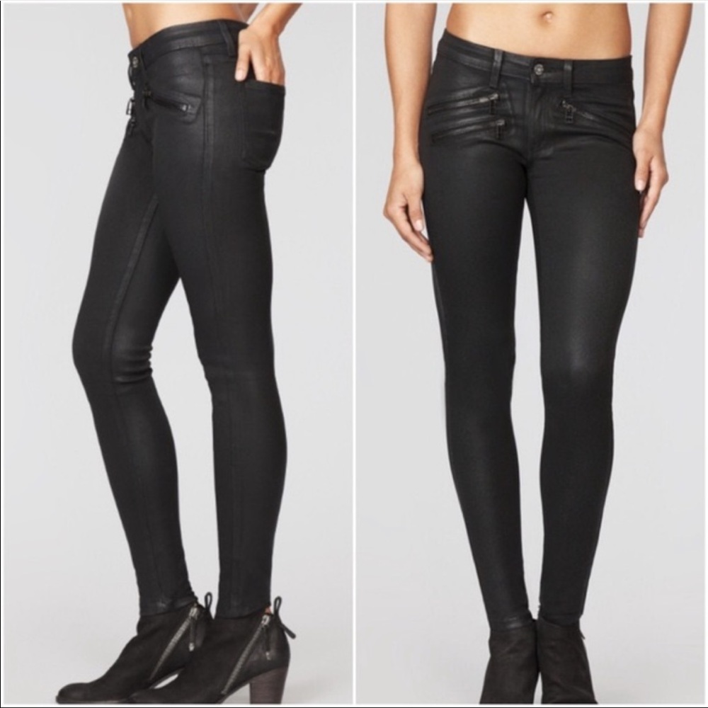 Waxed Black Carmar Jeans w. Zipper Detail